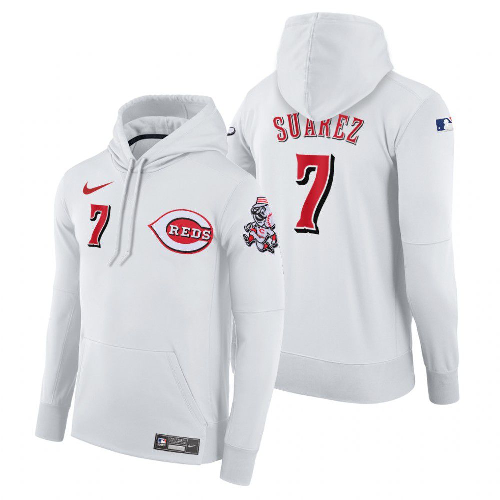 Men Cincinnati Reds #7 Suarez white home hoodie 2021 MLB Nike Jerseys->cincinnati reds->MLB Jersey